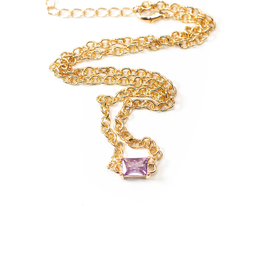 Amethyst CZ Chain Link Necklace
