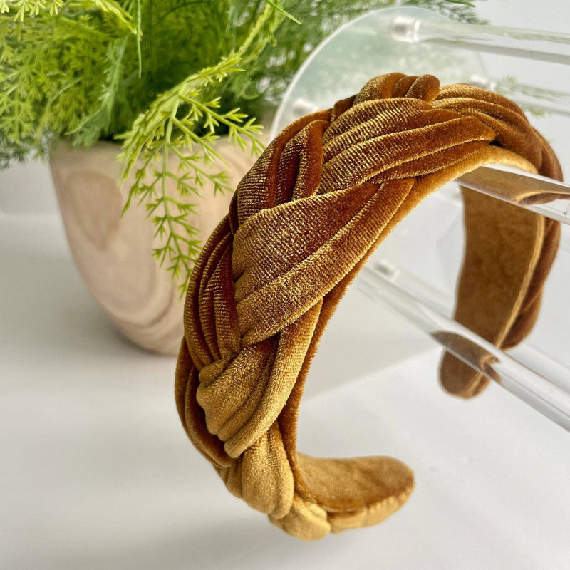 Gold Velvet Braided Headband