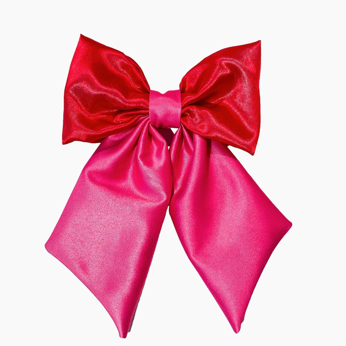 Red & Pink Color Block Hair Bow