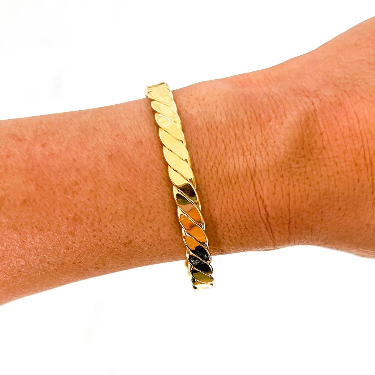Gold Twisted Flat Cuff Bracelet