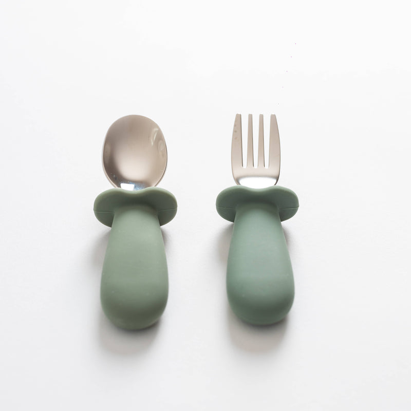 Sage Silicone & Stainless Steel Toddler Cutlery Set