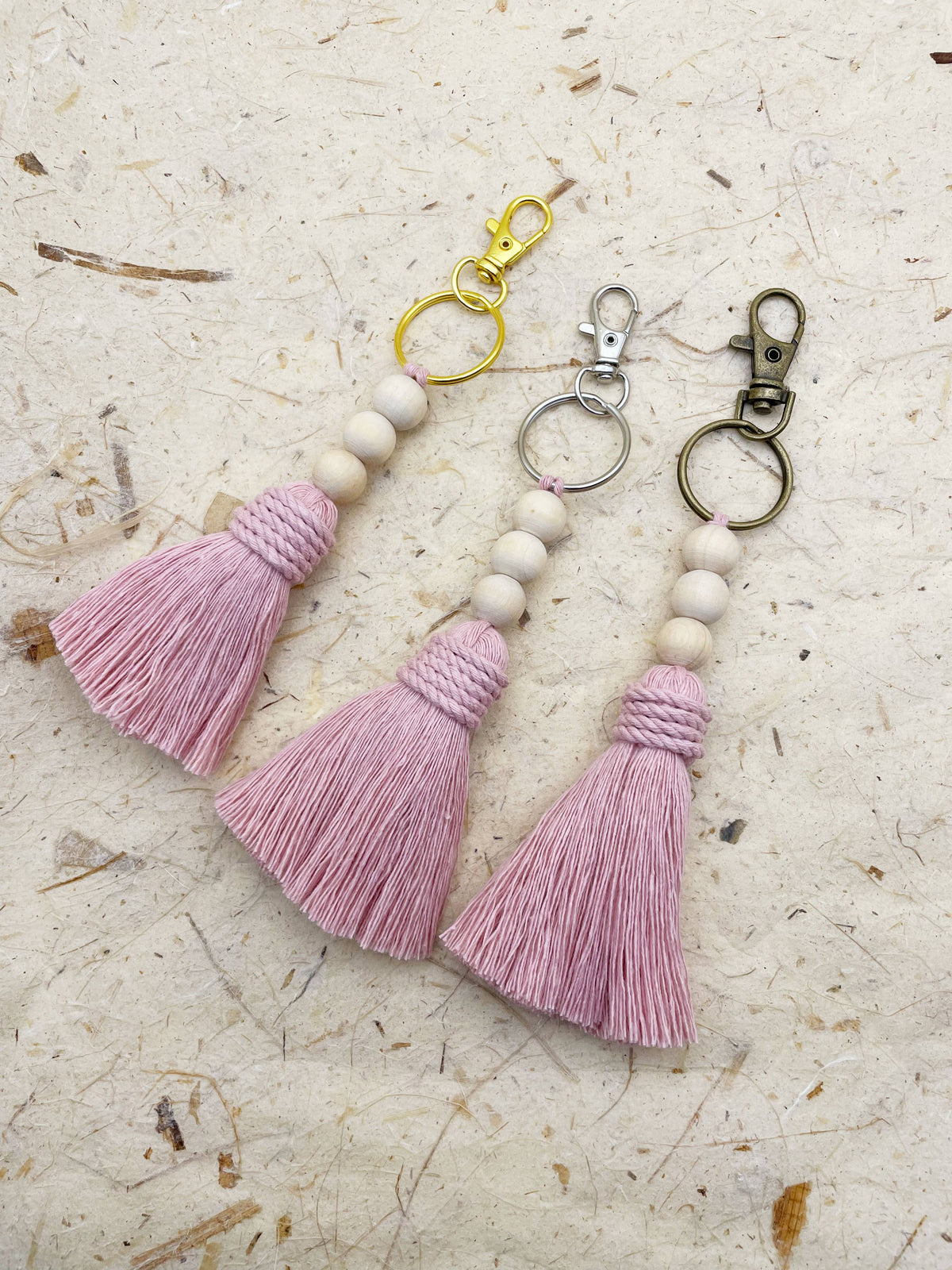 Pink Beaded Tassel Keychain