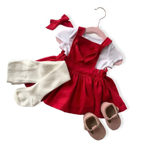 Red Linen Hair Bow