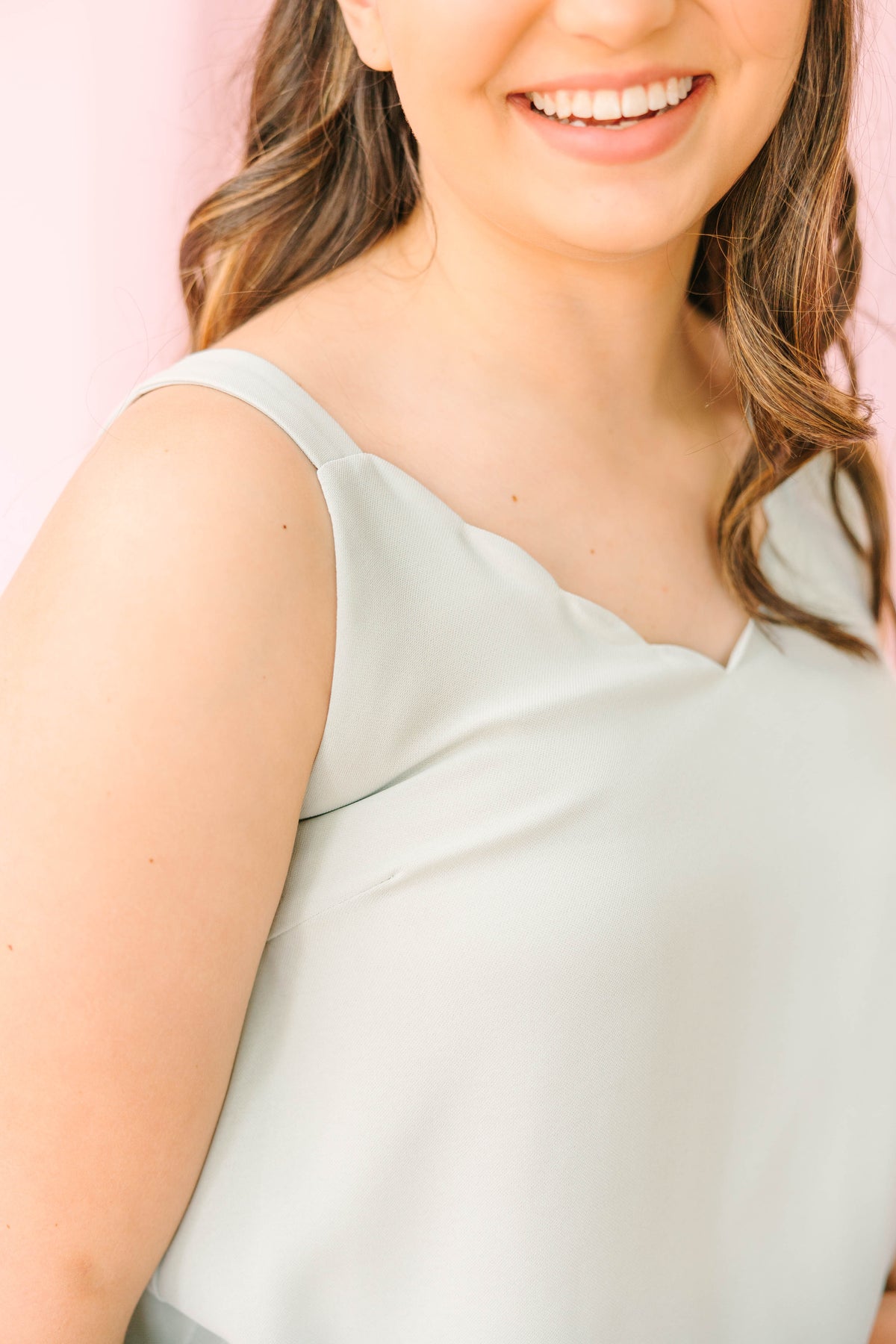 Sage Scallop Strapy Top