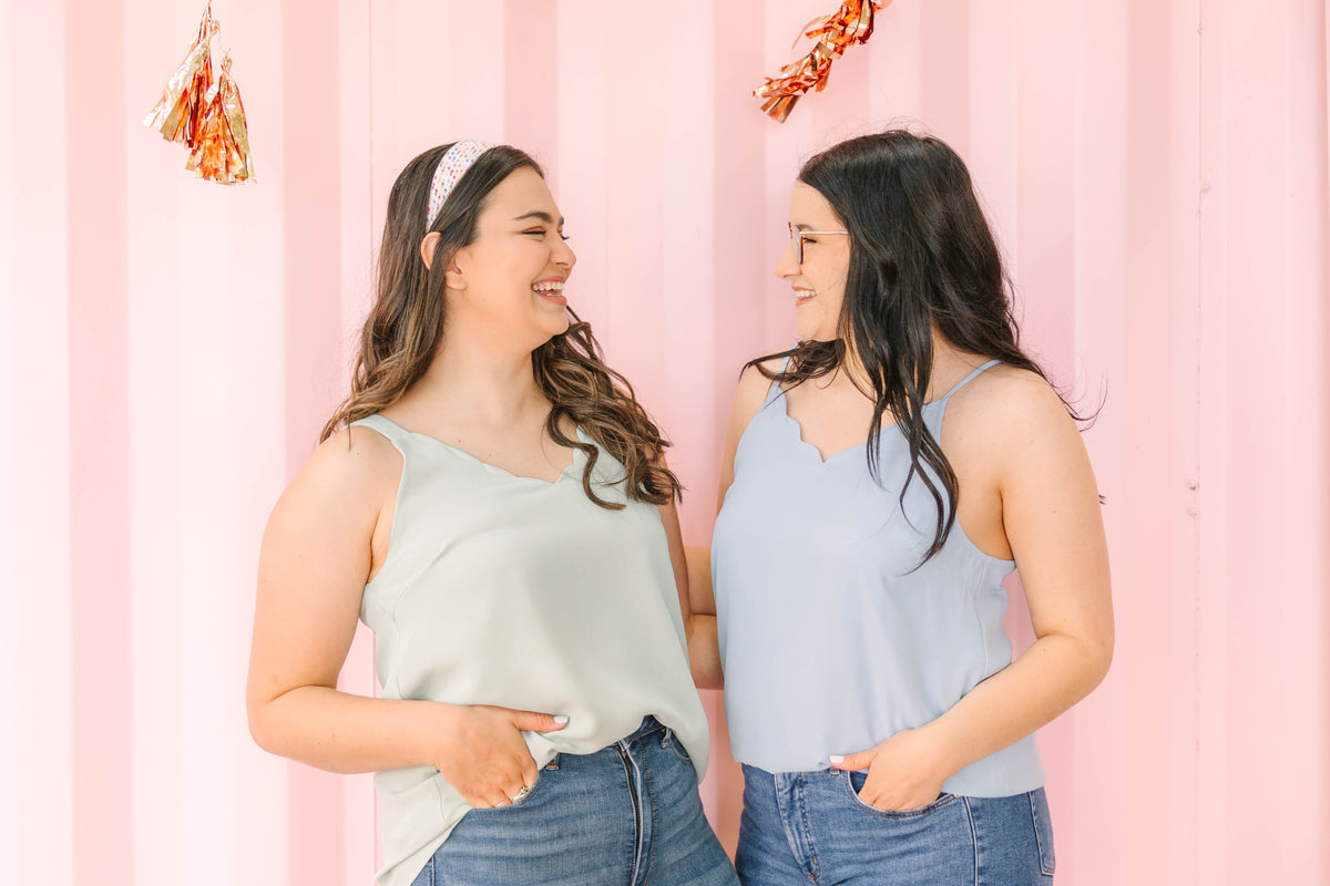Sage Scallop Strapy Top
