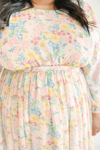 Pink Floral Midi Dress