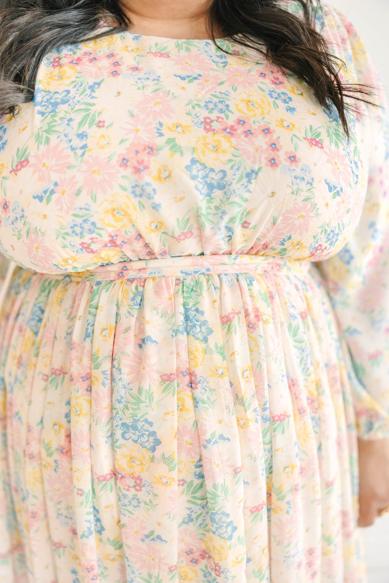 Pink Floral Midi Dress