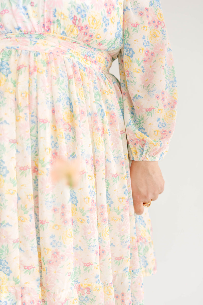 Pink Floral Midi Dress