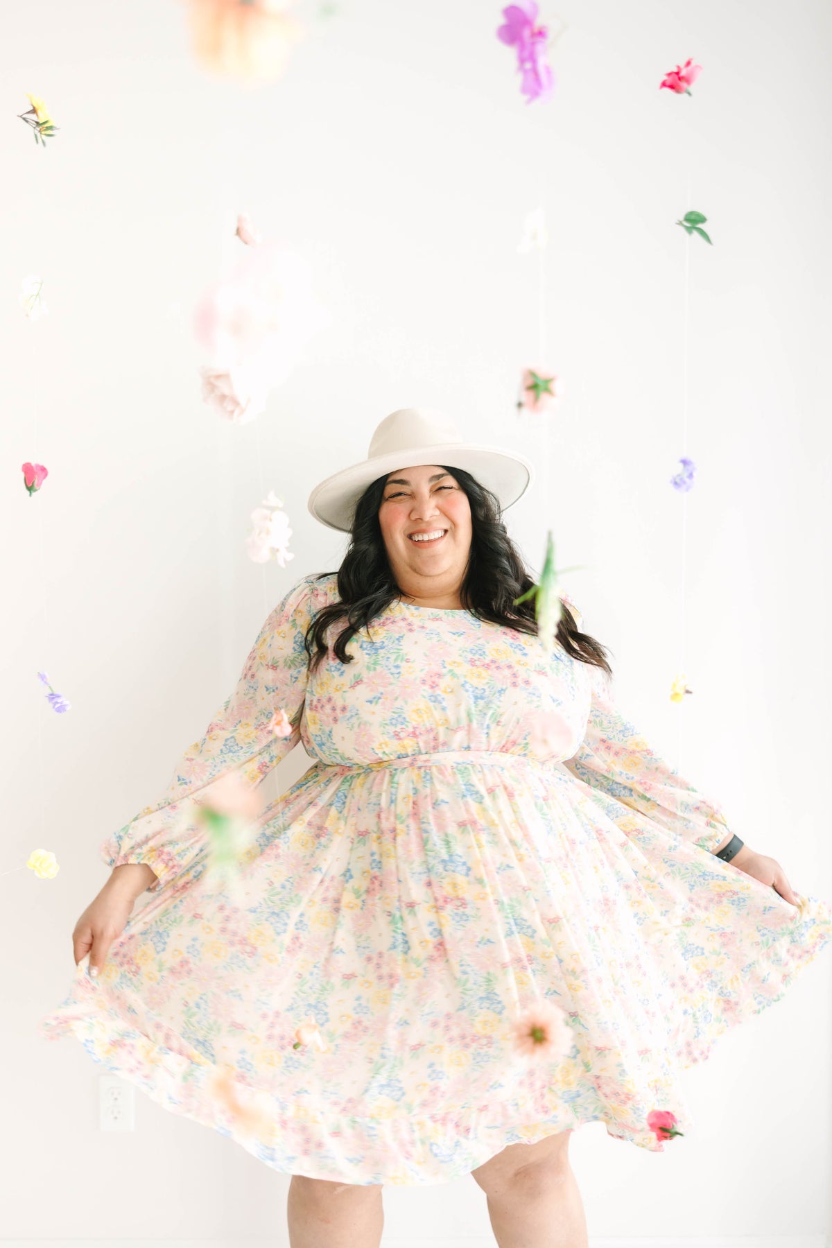 Pink Floral Midi Dress