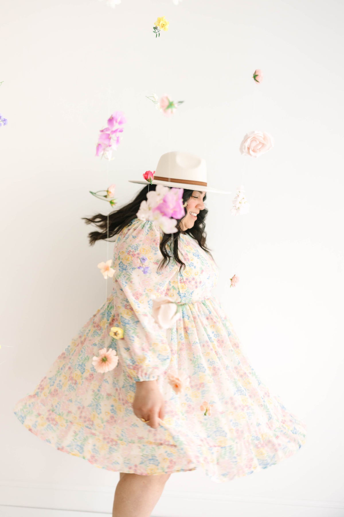 Pink Floral Midi Dress