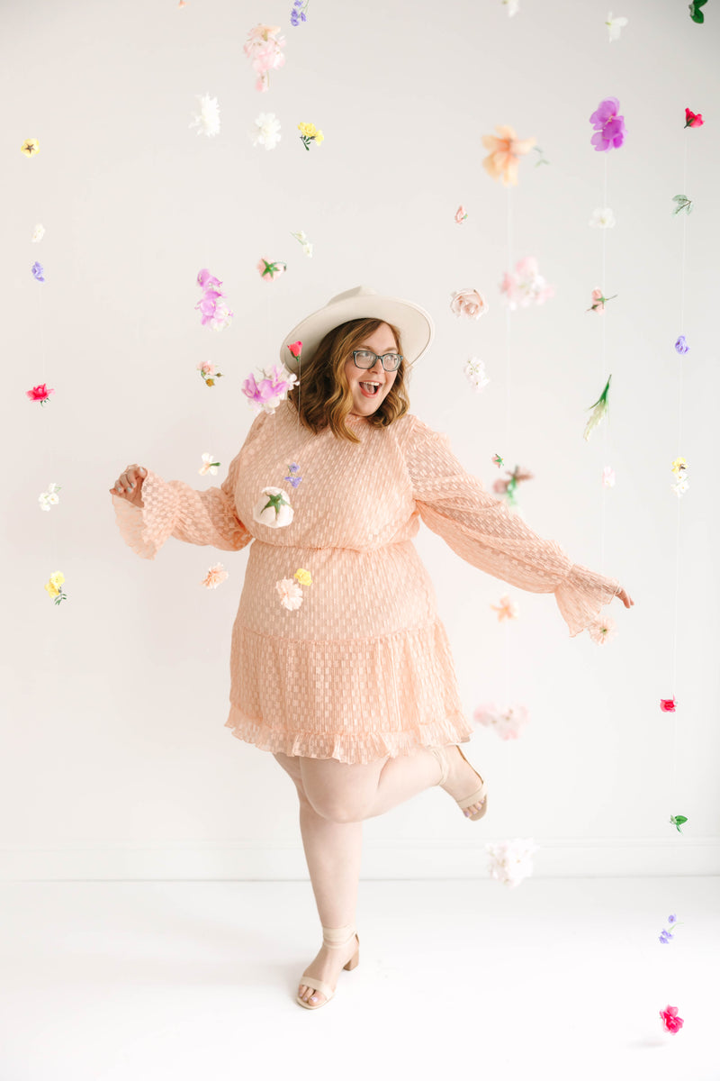 Accordion Pleated Lace Dress