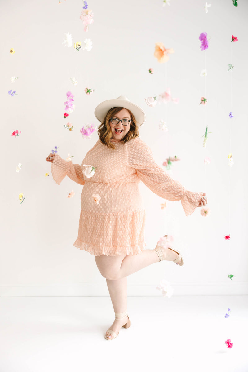 Accordion Pleated Lace Dress