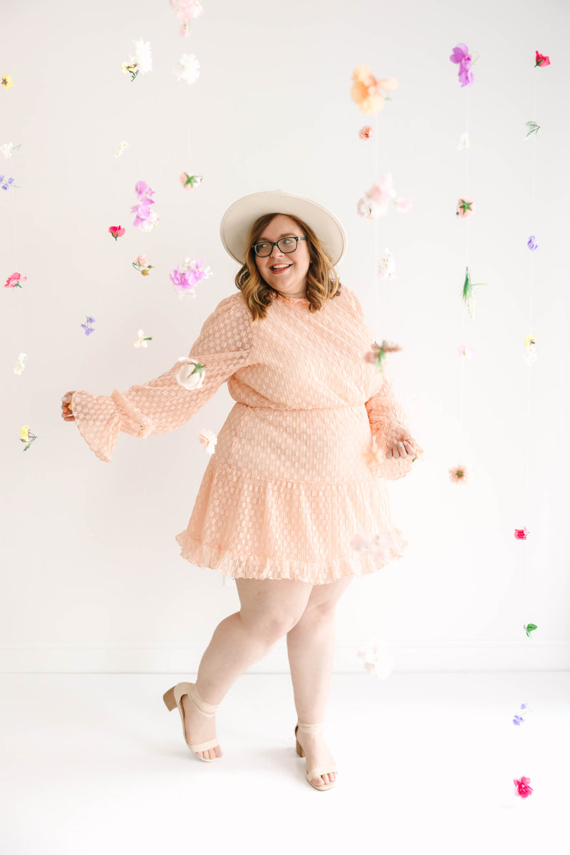 Accordion Pleated Lace Dress