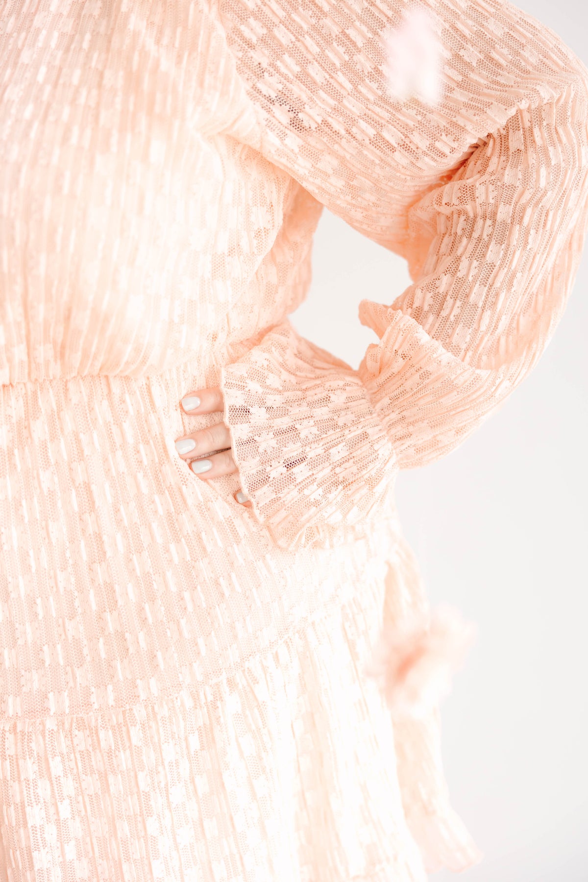 Accordion Pleated Lace Dress