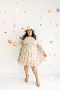 Pink Floral Midi Dress