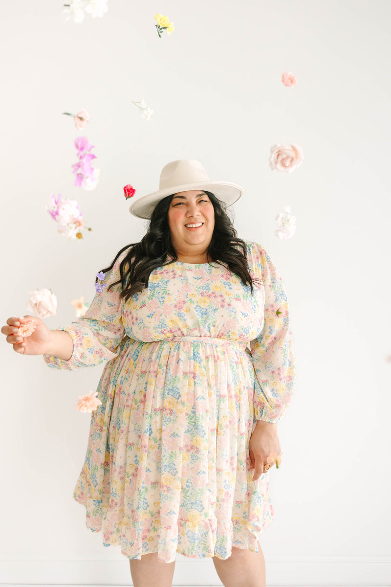 Pink Floral Midi Dress
