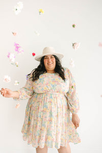 Pink Floral Midi Dress