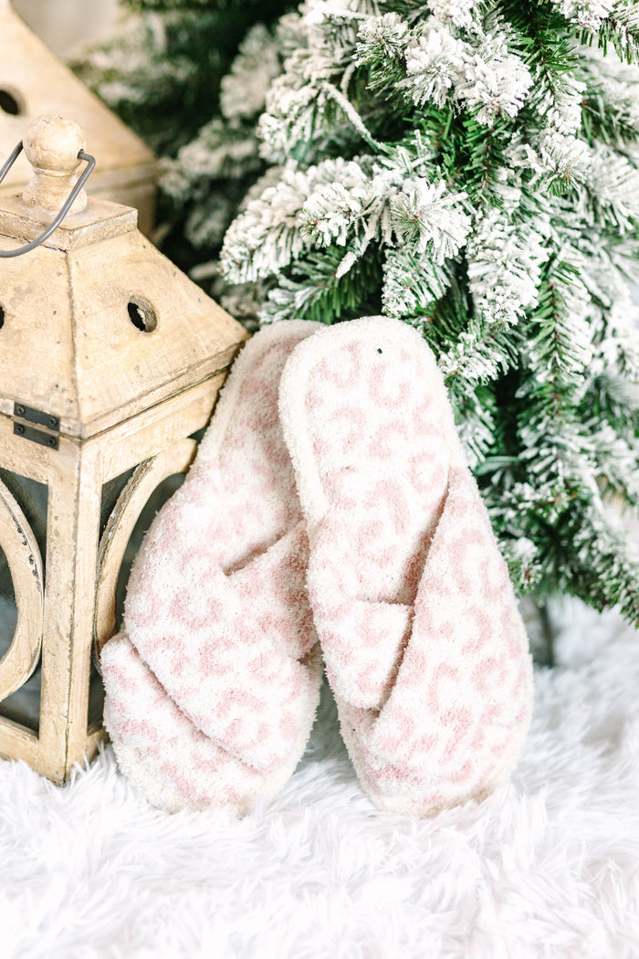 Pink Leopard Criss-Cross Slippers
