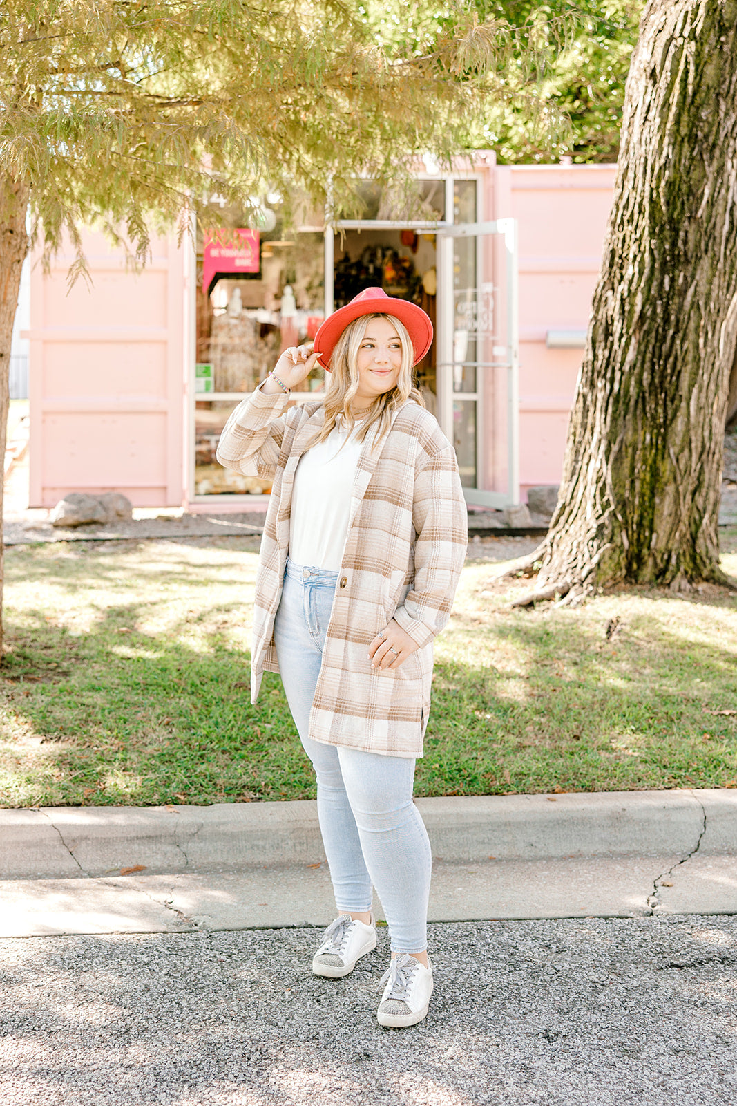 Taupe Plaid Coat
