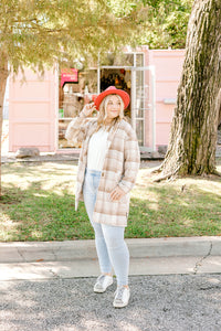 Taupe Plaid Coat