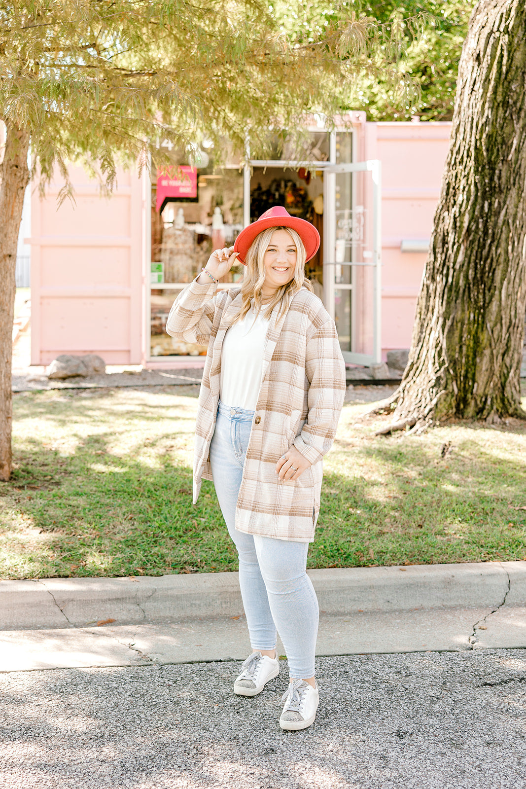 Taupe Plaid Coat