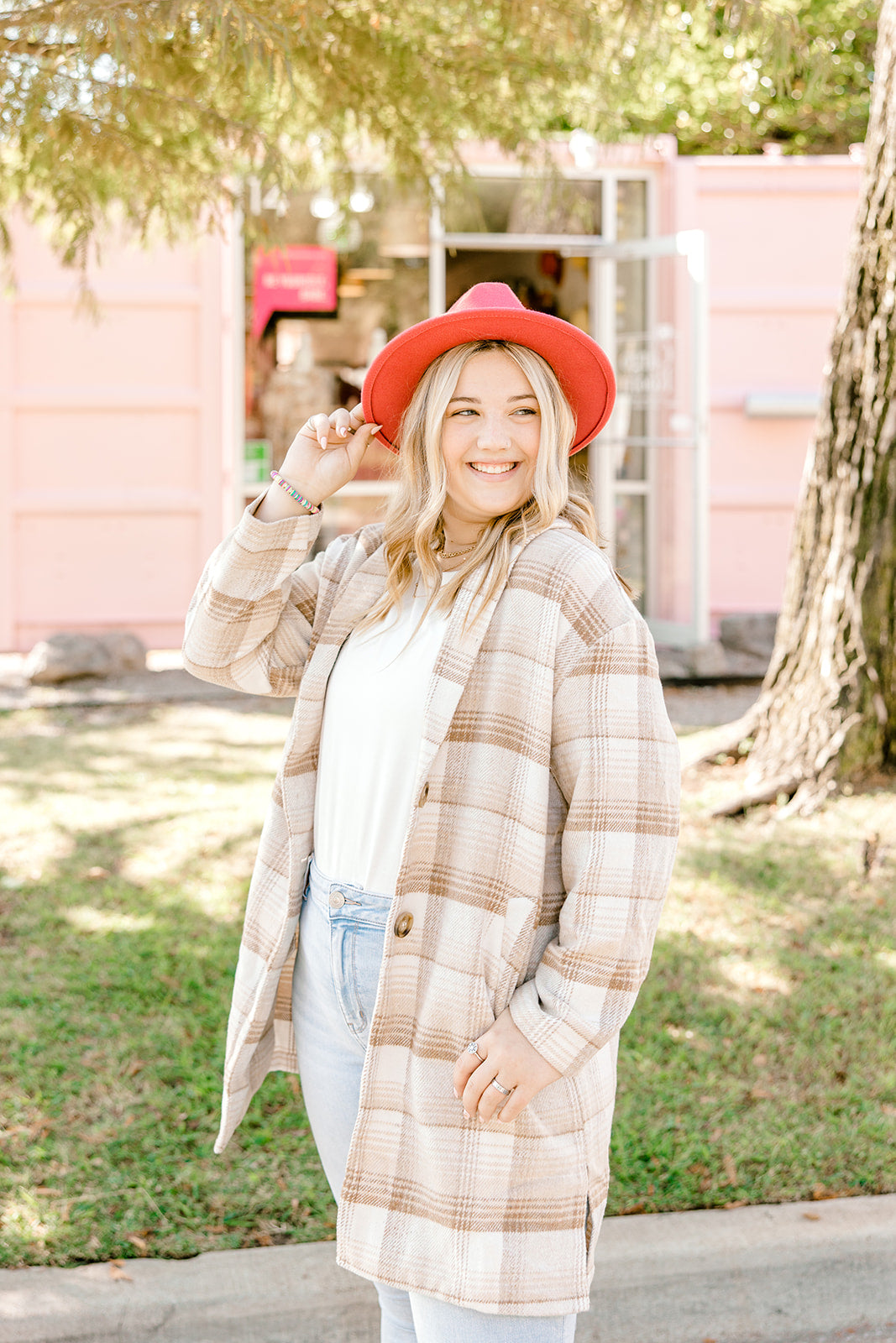 Taupe Plaid Coat