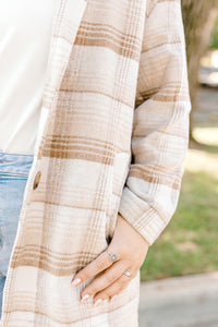 Taupe Plaid Coat