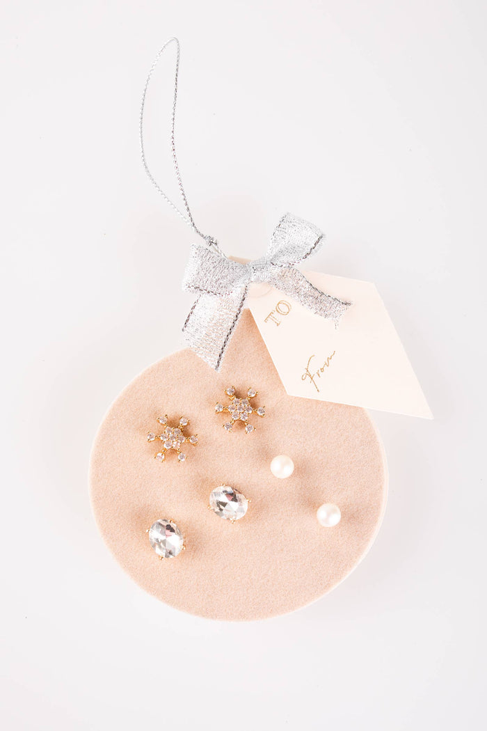 Crystal Holiday Ornament Earring Trio