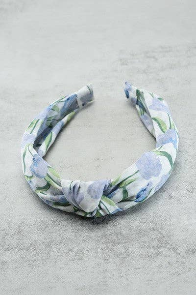 Blue Flower Knotted Headband