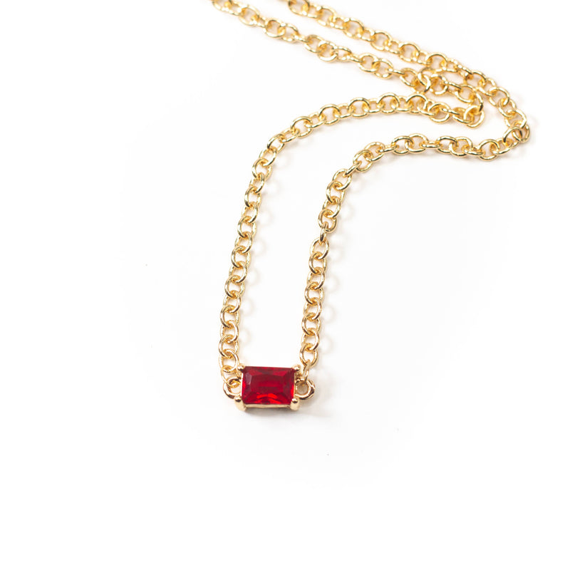 Red CZ Chain Link Necklace